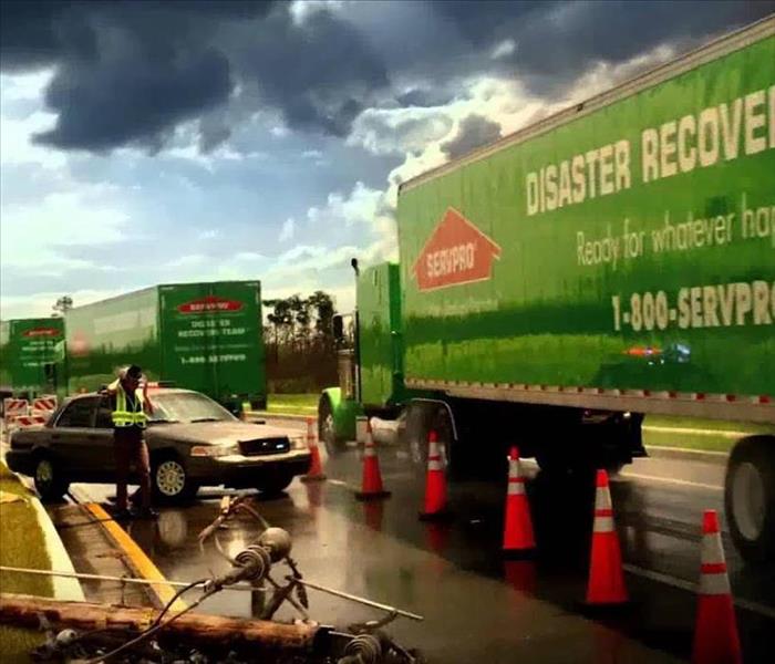 Truck passing through a disaster zone